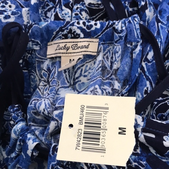 LUCKY BRAND Blue Floral Sleeveless Maxi Dress Size Medium - Picture 9 of 11